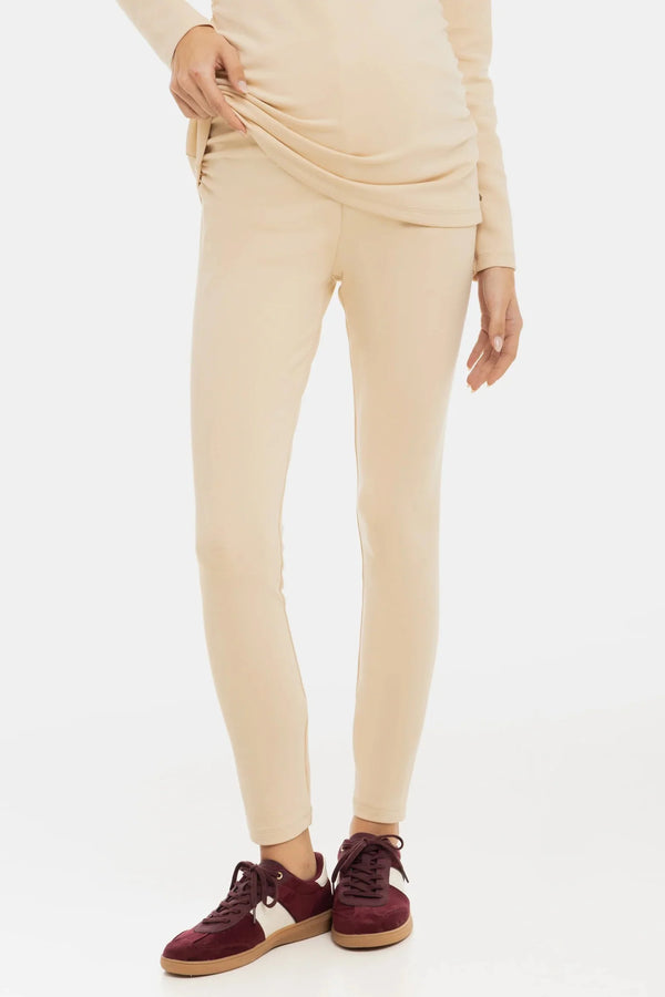 Bavlněné těhotenské legíny – béžové