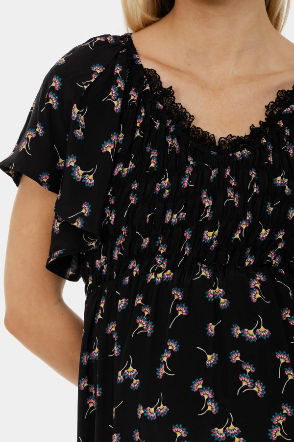 Boho těhotenské šaty s krajkovým výstřihem