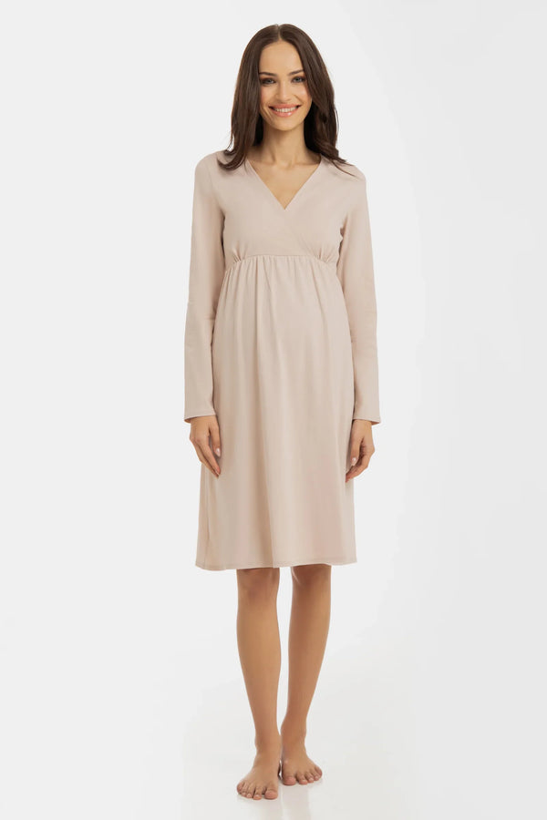 Těhotenská a kojicí noční košile - krémová