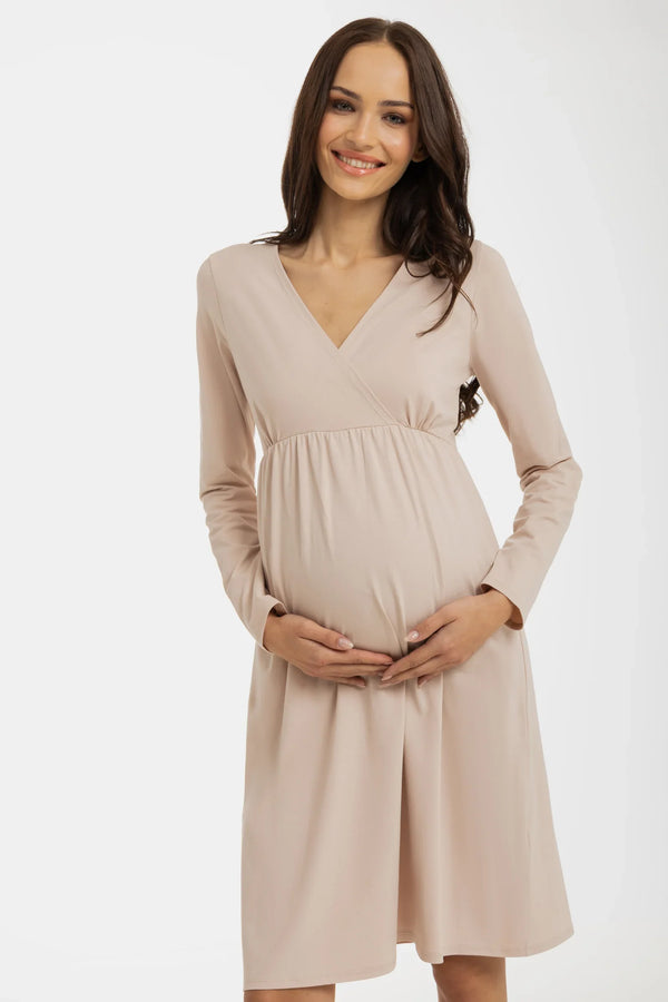 Těhotenská a kojicí noční košile - krémová