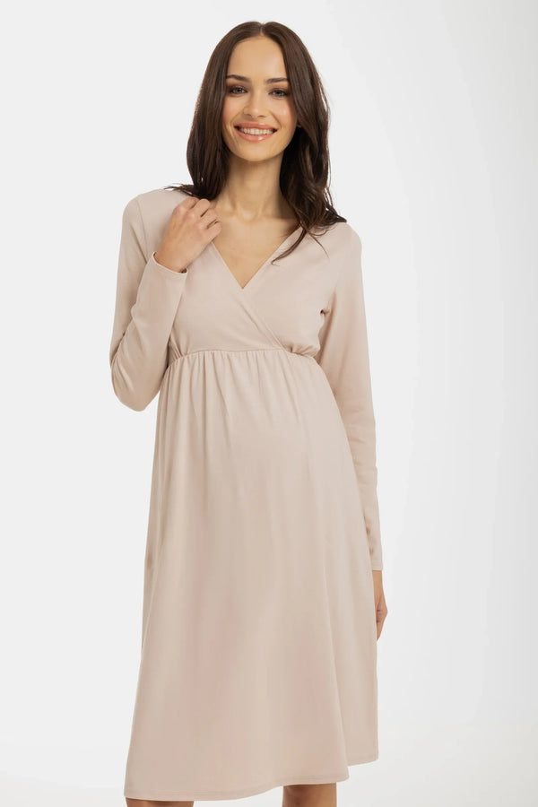 Těhotenská a kojicí noční košile - krémová