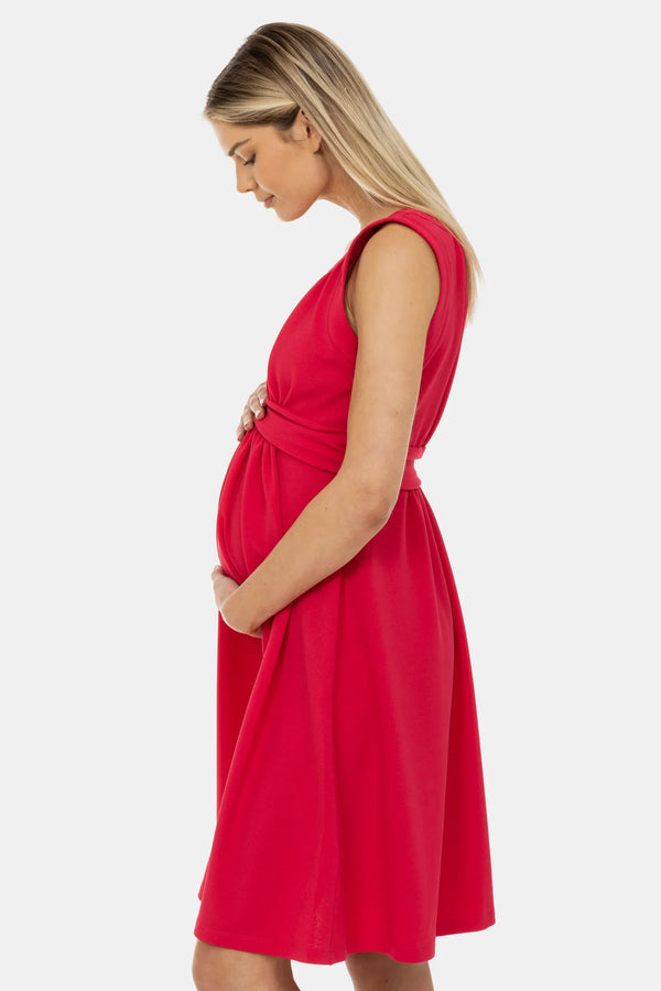 Elegantní těhotenské šaty s nabíráním - malinové