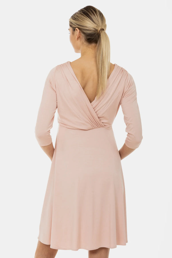 Elegantní těhotenské a kojicí šaty – pudrová barva
