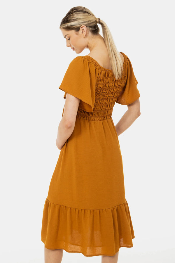 Boho těhotenské šaty se žabičkováním a volány