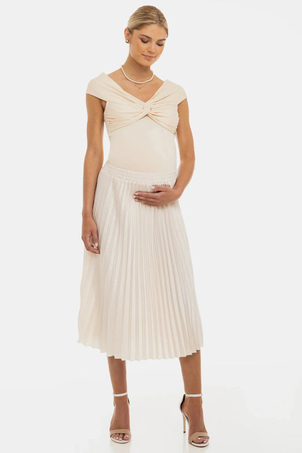 Elegantní těhotenský top s uzlem – krémový