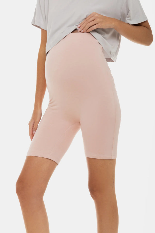 Měkké dvojité těhotenské legíny - bezešvý design - popelavě růžová