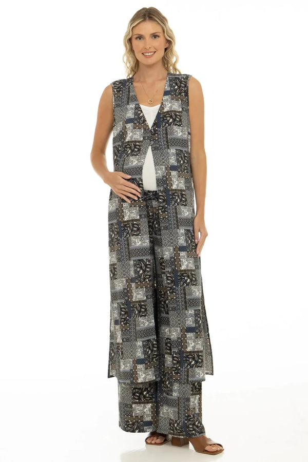 Plážový těhotenský kaftan s geometrickým vzorem