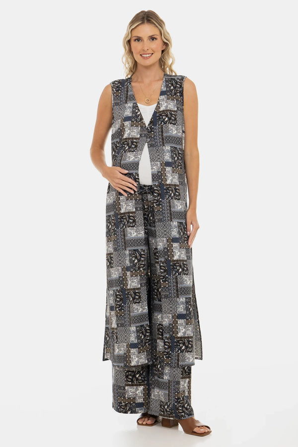 Plážový těhotenský kaftan s geometrickým vzorem