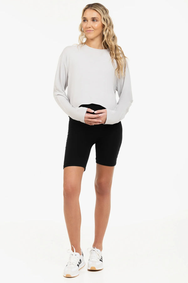 Měkké dvojité těhotenské legíny - černé