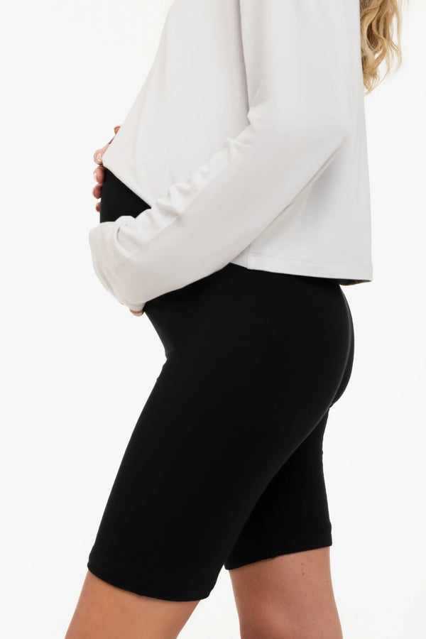 Měkké dvojité těhotenské legíny - černé