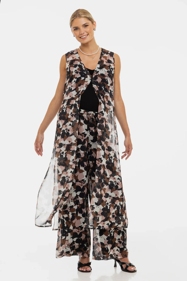 Těhotenský kaftan ze šifonu s květinovým vzorem