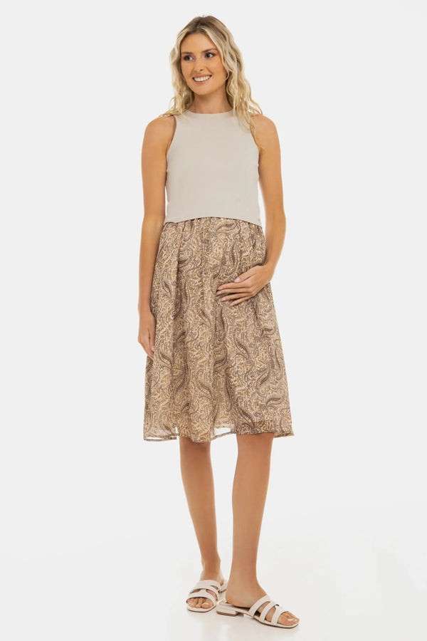 Elegantní šaty s bavlněným žebrovaným topem a vzdušnou sukní