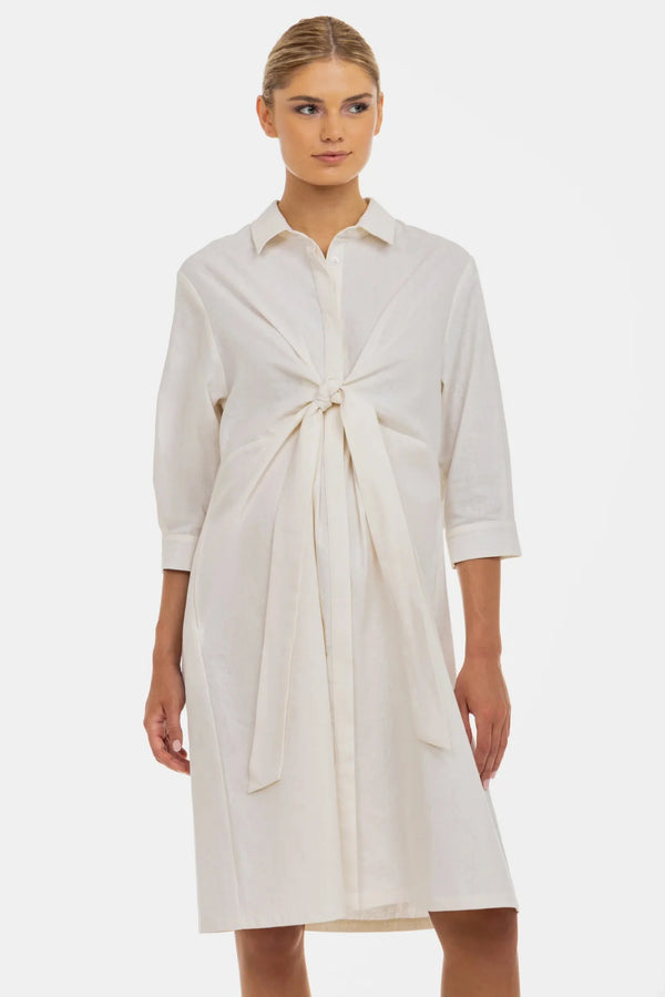 Košilové těhotenské a kojicí šaty ze směsi lnu a bavlny