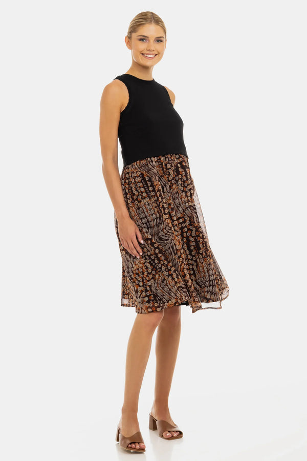 Elegantní šaty s bavlněným žebrovaným topem a vzdušnou sukní