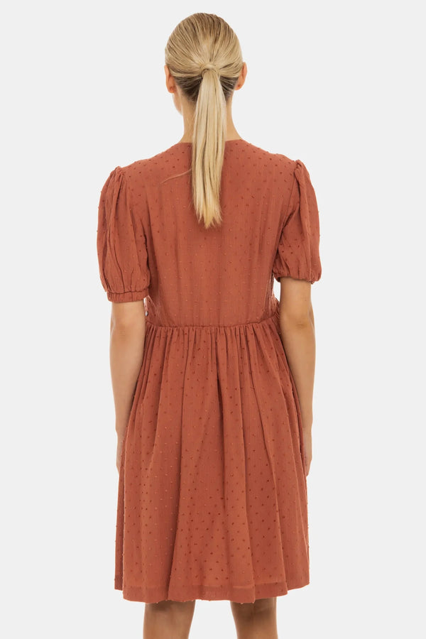 Těhotenské a kojicí šaty s mašlemi – terakota
