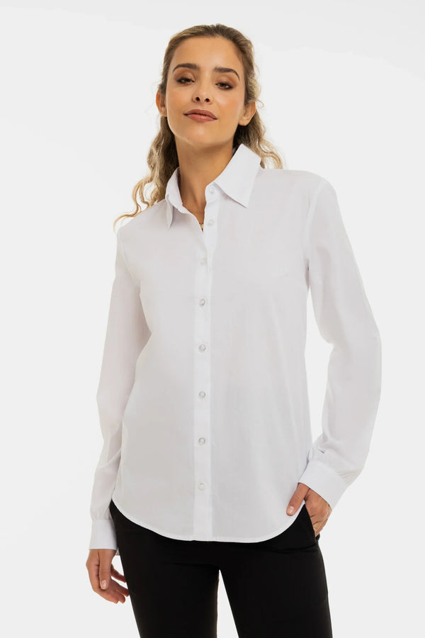 Bavlněná košile 2 v 1 těhotenská a kojicí – bílá