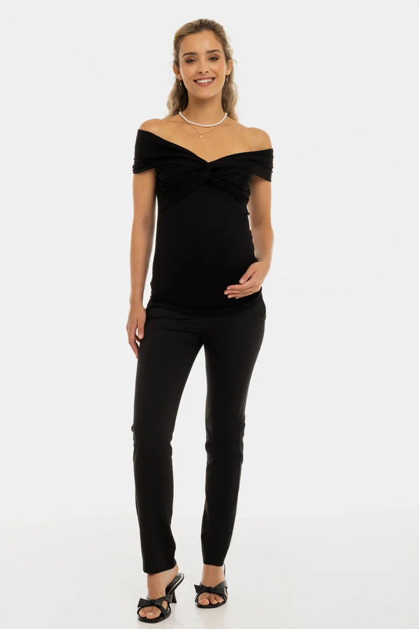 Elegantní těhotenský top s uzlem – černý