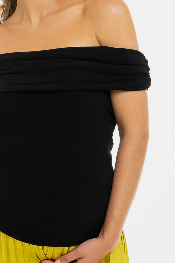 Elegantní těhotenský top s odhalenými rameny – černý