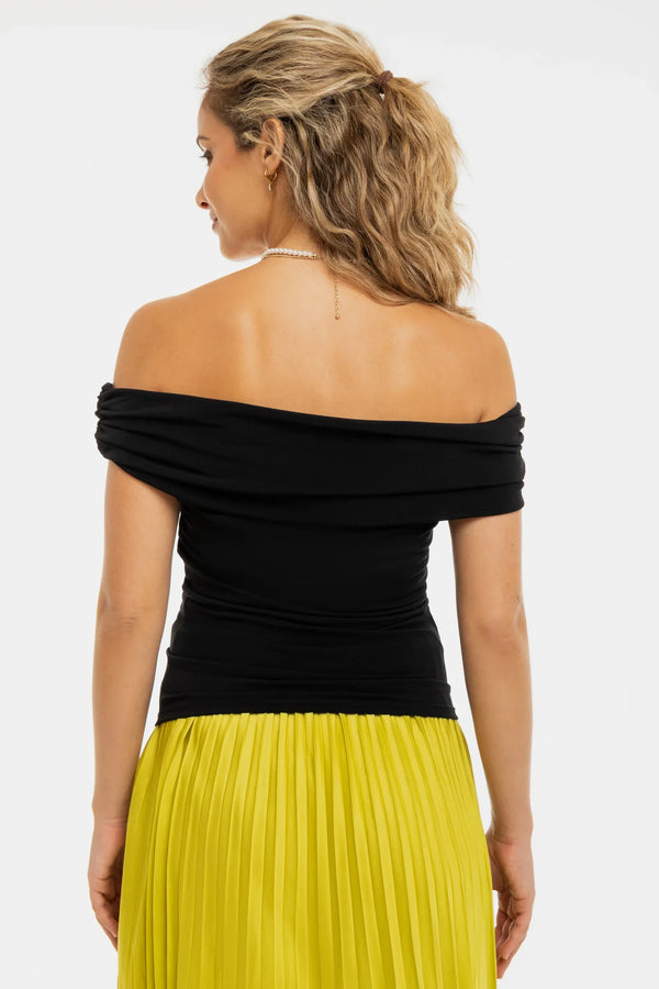 Elegantní těhotenský top s odhalenými rameny – černý