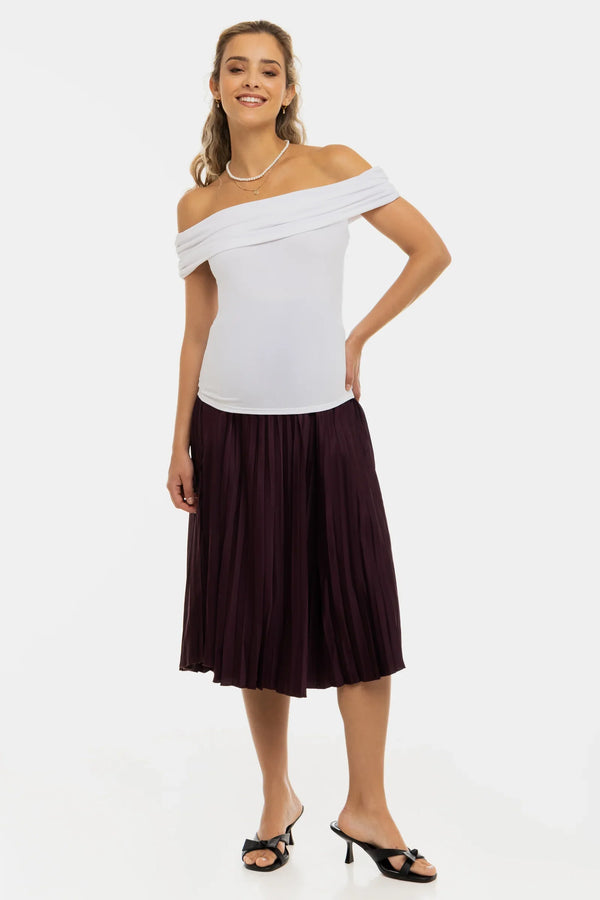 Elegantní těhotenský top s odhalenými rameny – bílý