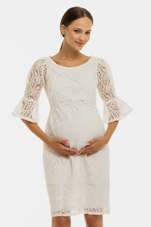 Oficiální krajkové těhotenské šaty – bílé