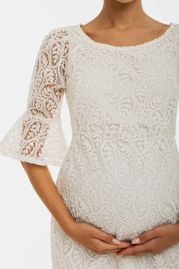 Oficiální krajkové těhotenské šaty – bílé