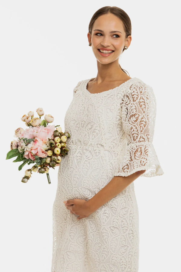 Oficiální krajkové těhotenské šaty – bílé