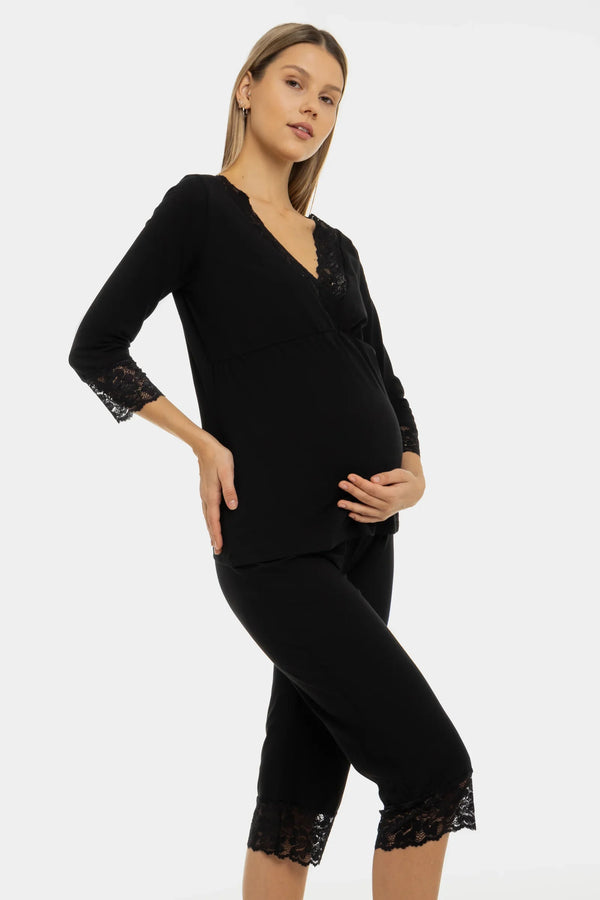 Těhotenský a kojící set s krajkovým lemem