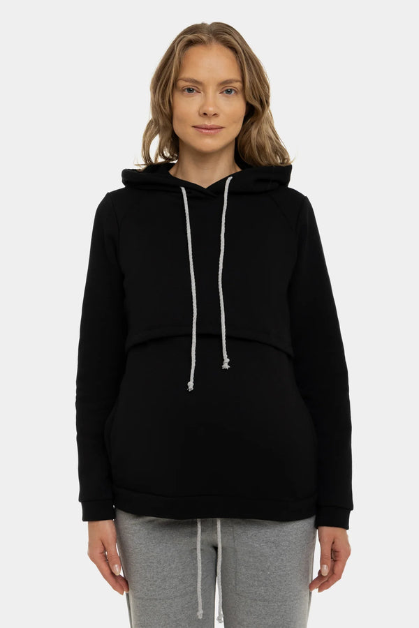 Bavlněná těhotenská a kojící mikina - černý