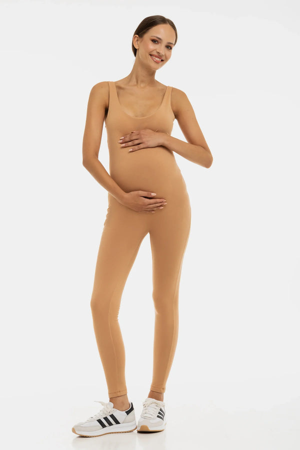 Dvojitý těhotenský overal z bavlny – béžový