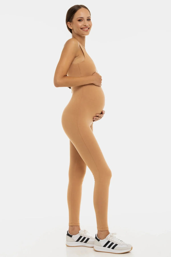 Dvojitý těhotenský overal z bavlny – béžový