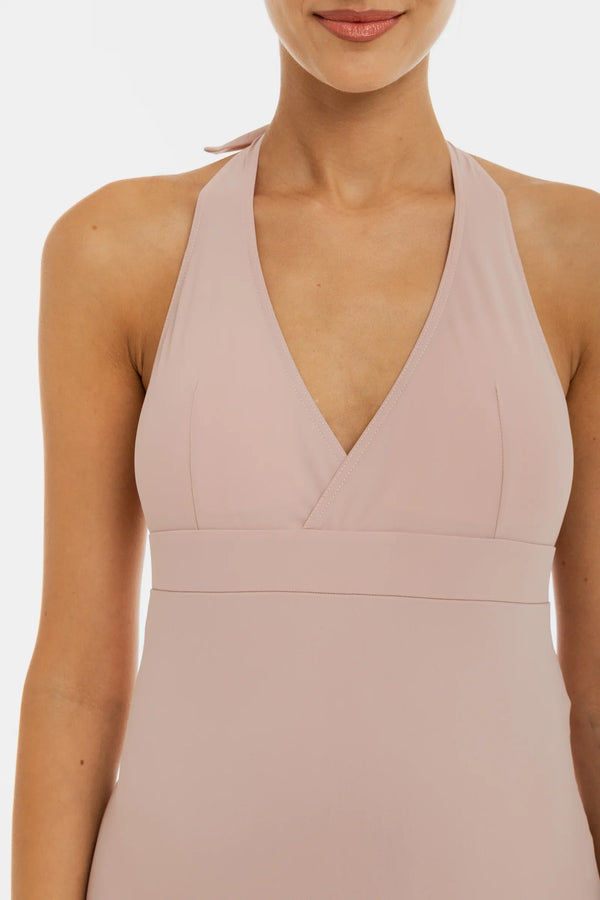 Těhotenské a kojicí jednodílné plavky – pudrové