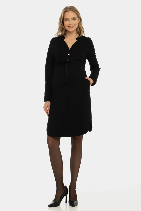 Černé elastické těhotenské a kojicí šaty