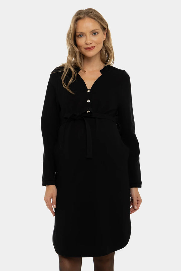 Černé elastické těhotenské a kojicí šaty