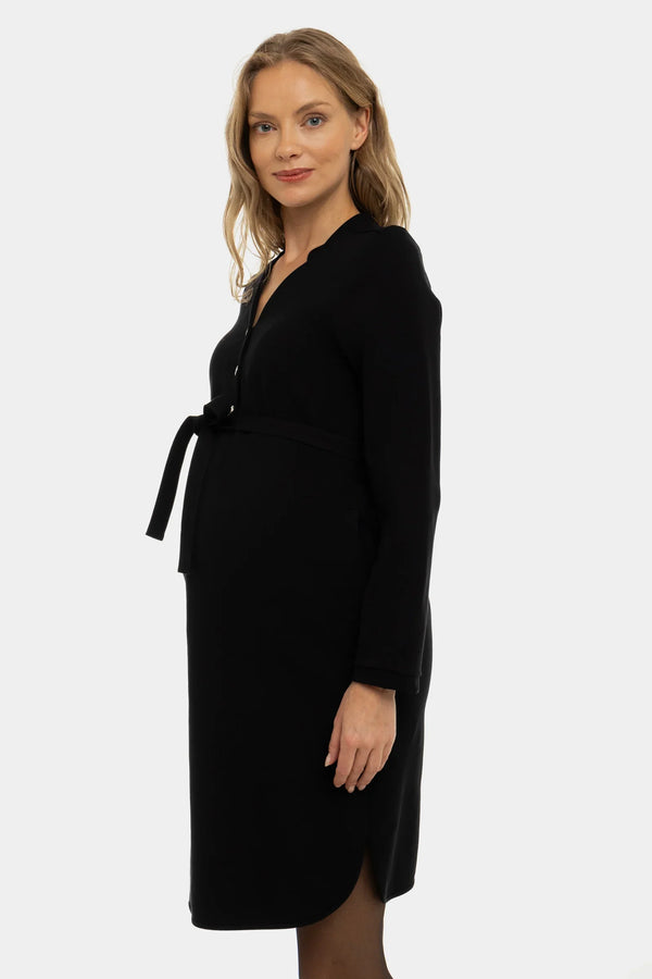 Černé elastické těhotenské a kojicí šaty
