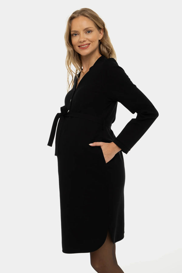 Černé elastické těhotenské a kojicí šaty