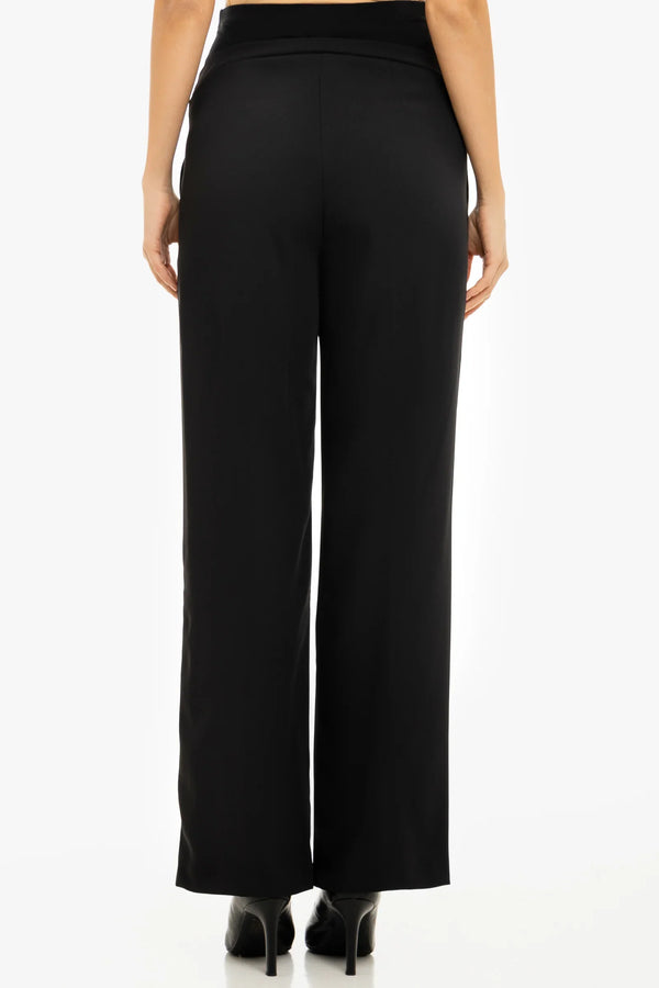 Těhotenské kalhoty se sklady z jemného žoržetu – černé