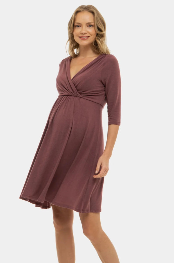 Elegantní těhotenské a kojící šaty - starorůžová