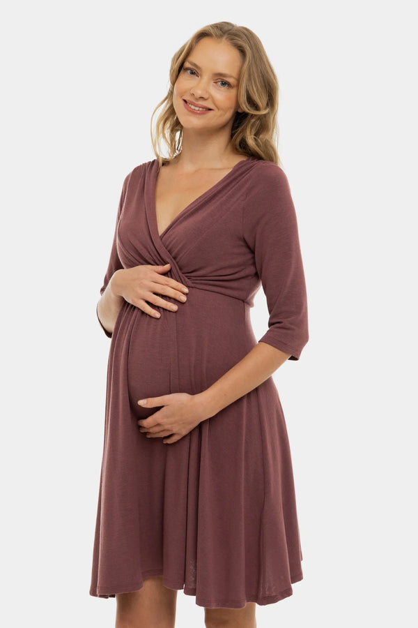 Elegantní těhotenské a kojící šaty - starorůžová