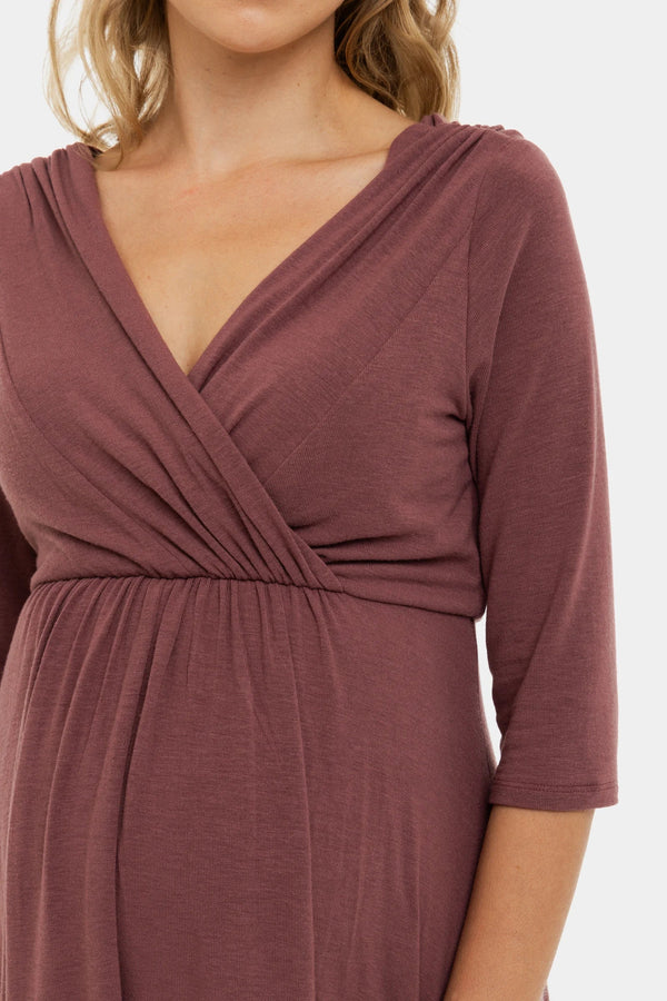 Elegantní těhotenské a kojící šaty - starorůžová