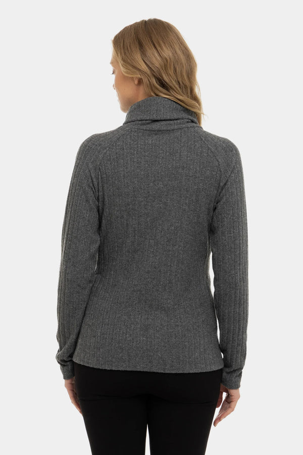 Tmavě šedý pletený těhotenský a kojící svetr