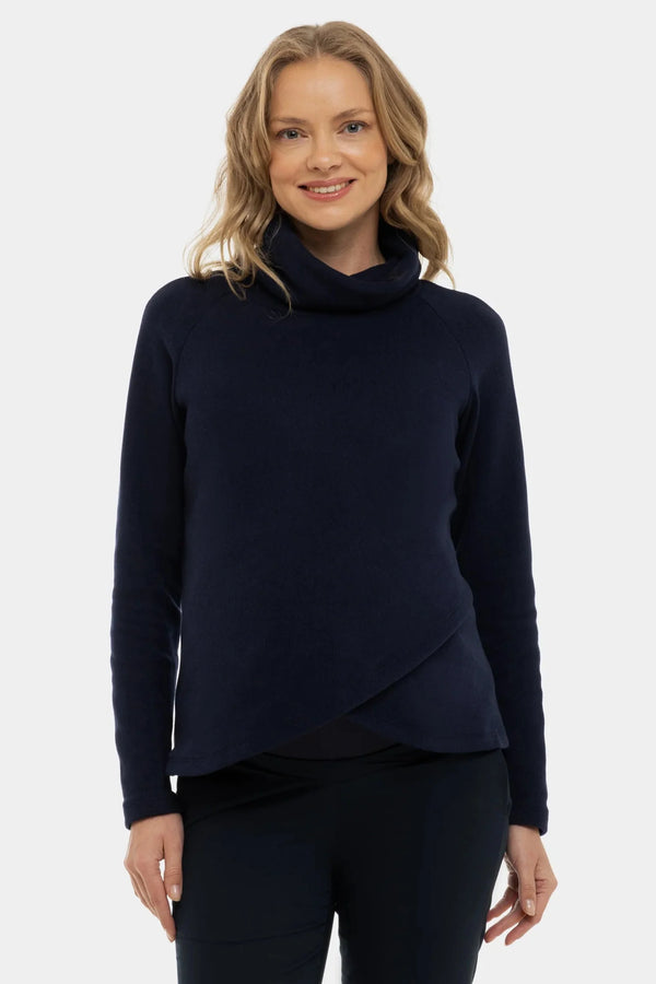 Tmavě modrý pletený těhotenský a kojící svetr
