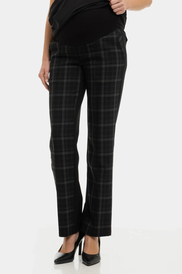 Kostkované těhotenské kalhoty