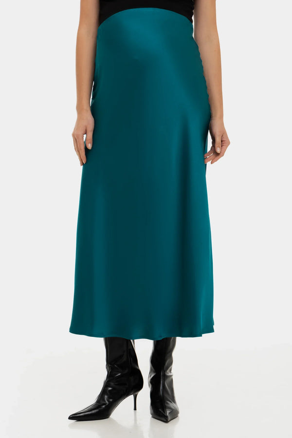 Saténová těhotenská sukně - tyrkysová