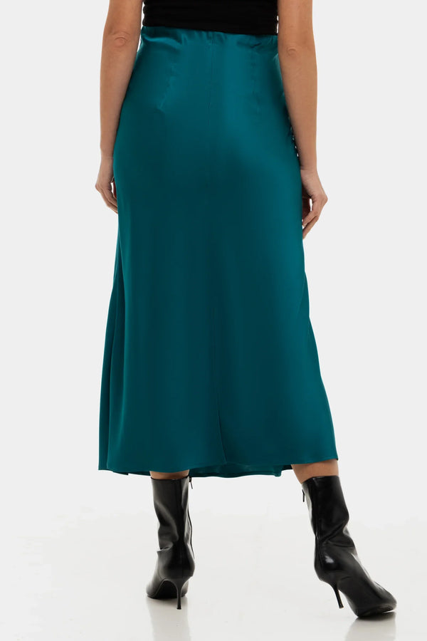 Saténová těhotenská sukně - tyrkysová