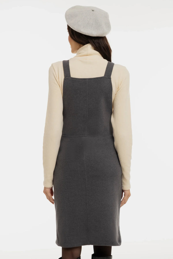 Pletené těhotenské a kojicí šaty s laclem – šedé