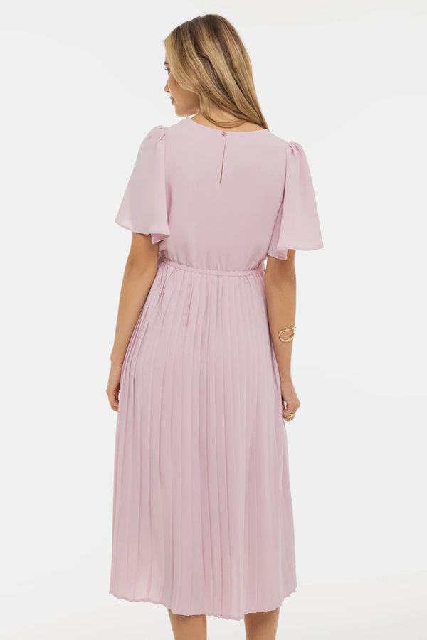 Těhotenské plisované společenské šaty – světle růžové