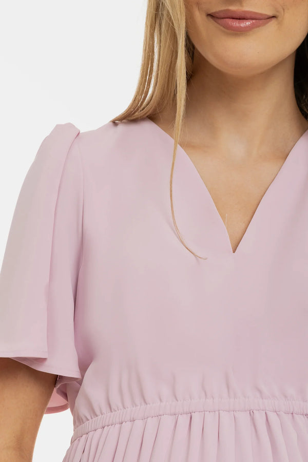 Těhotenské plisované společenské šaty – světle růžové