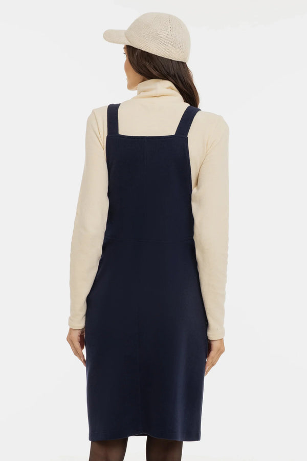 Pletené těhotenské a kojicí šaty s laclem - tmavě modré