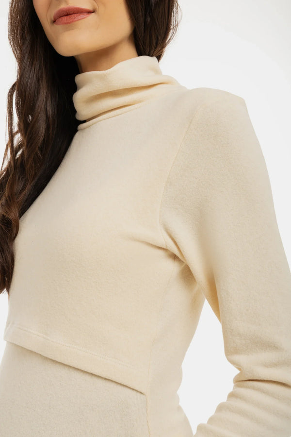 Bavlněný těhotenský a kojicí svetr – ecru